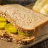 Whole wheat toast with peanut chutney and sliced cucumber