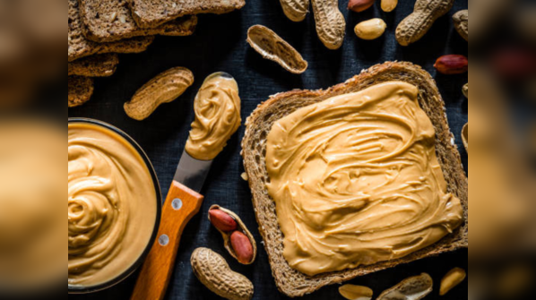 Peanut butter toast with sliced dates