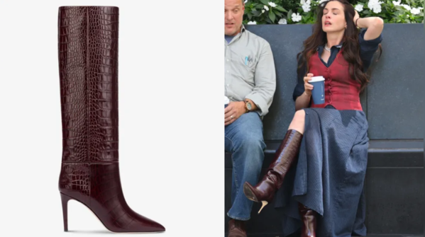 Anne Hathaway’s cherry leather boots