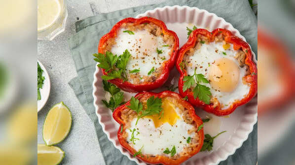 Cottage Cheese and Egg Stuffed Bell Peppers