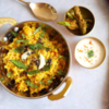 Masoor dal khichdi with tempered garlic