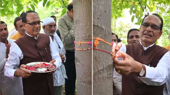 Shivraj Singh Chouhan ties Rakhi to tree