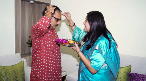 Bansuri Swaraj and Delhi BJP President exchange wishes