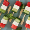 Tricolour fruit skewers 