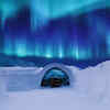 Lights Dancing Above an Ice Hotel