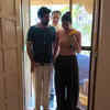 The couple enters their new house