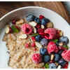 Unsweetened kefir+walnuts+pomegranate seeds