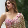 Soft pink floral jaal saree: A soft combination
