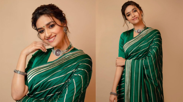 Keerthy Suresh: Green saree