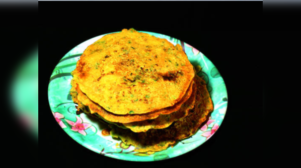 Besan on the pan