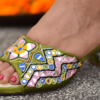 Decorated block heels