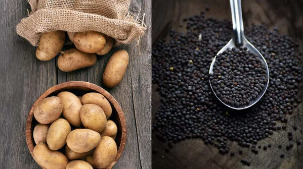 Potato/arbi and mustard seeds