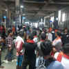 Supporters board train from Vashi station towards CST