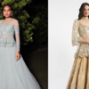 Article image for: Sheer peplum top with designer lehenga