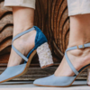 Opt for block heels with heavier ensembles