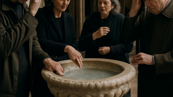 Why do Catholics use holy water at church entrances