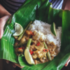 Food folded in leaves