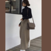 Turtleneck + skirt for a sleek silhouette