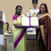 Here's a picture of Rani Mukerji receiving the honor at the 71st National Film Awards for her performance in 'Mrs Chatterjee Vs Norway'