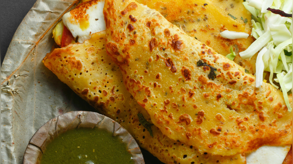 Moong Dal cheela with paneer or sesame