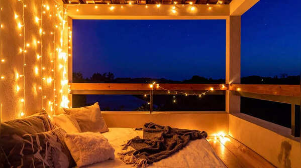 Fairy lights and lantern arrangement