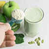 Banana, spinach, and protein powder smoothie