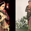 Black and gold saree at a wedding