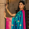 Peacock blue with pink