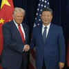 Trump-Xi Jinping Meeting: Donald Trump and Xi Jinping shake hands on a red carpet in front of US and China flags