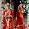 strapless open back dress Designer Red Saree for wedding and party