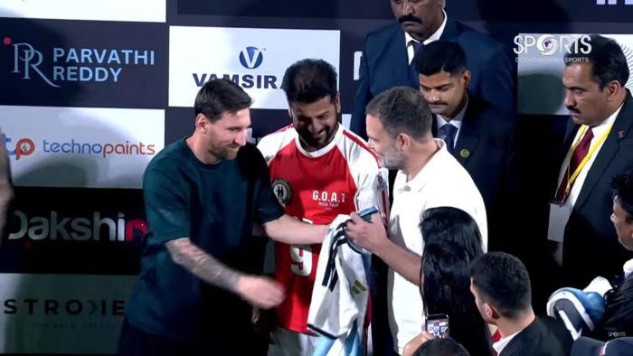 Lionel Messi India Tour Live: Lionel Messi presents Argentina football jersey to leader of oppsition in Lok Sabha Rahul Gandhi