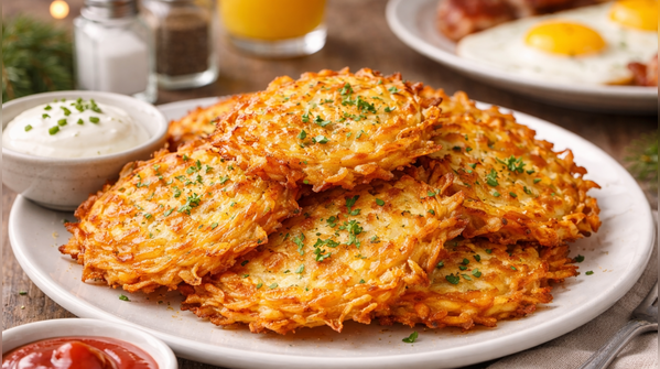 Golden hash browns with a crisp edge