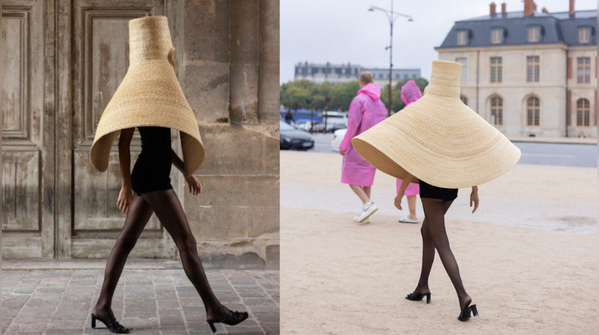 A rice straw-made raincoat