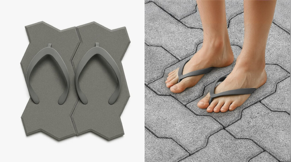 Sandals shaped like zigzag paver blocks