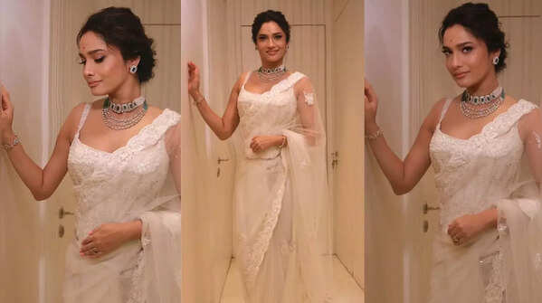Ivory saree with modern softness
