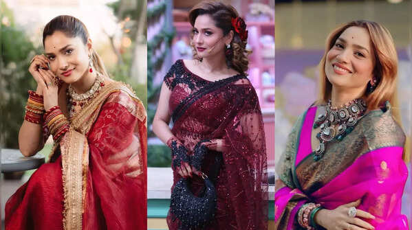 Ankita Lokhande’s most stylish saree looks: From red bandhani to purple chiffon