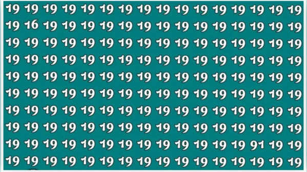 Only sharp minds can spot the numbers 16 and 91 among 19s in 7 seconds