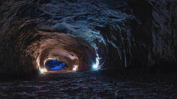 Ancient stone caves with narrow entrances