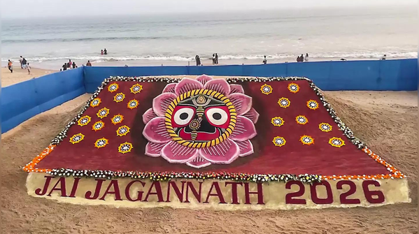 Sand artist welcomes 2026 with 'Jai Jagannath'