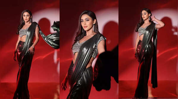 Metallic saree with a modern touch
