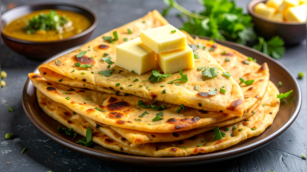 Aloo Methi Paratha with Chutney
