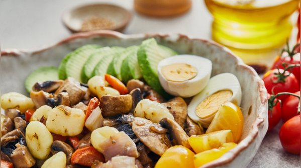 Raw mushroom salad, when fresh and clean