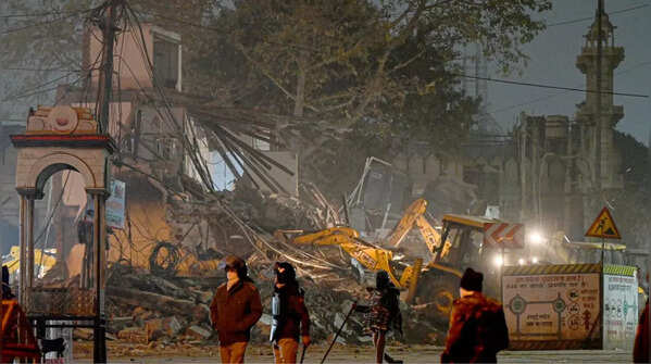 Stone-pelting during demolition
