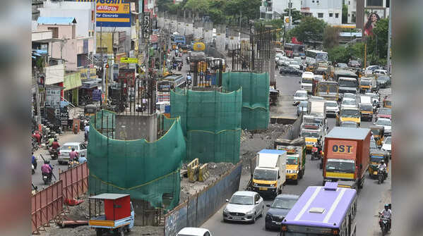 Construction Progress Over the Cooum River