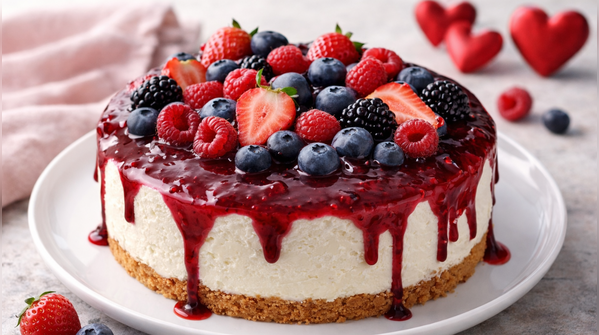 Valentine’s Day - No-bake cheesecake with berry glaze