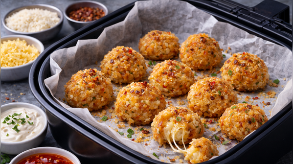 Cheesy rice fritters