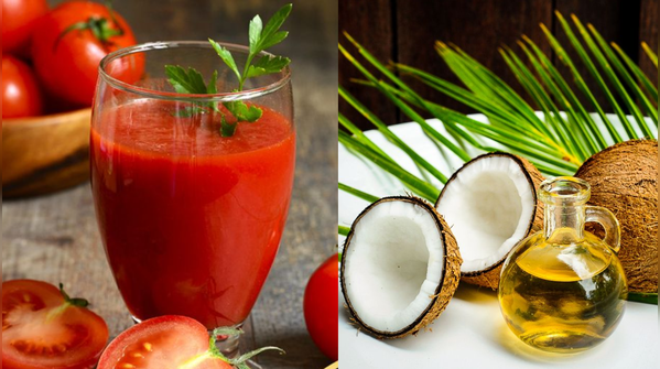 Method 2: Use the combination of tomato juice and coconut oil