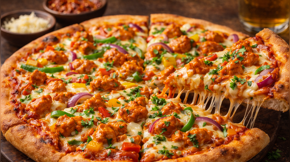 Butter chicken pizza