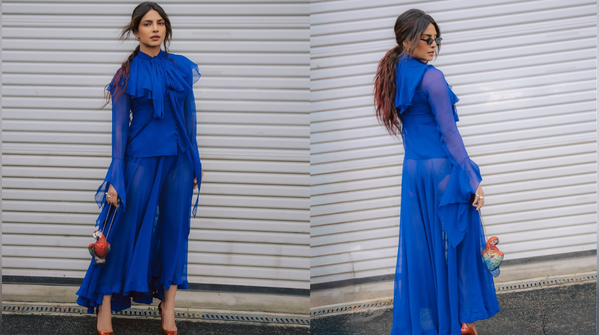 The electric blue sheer gown