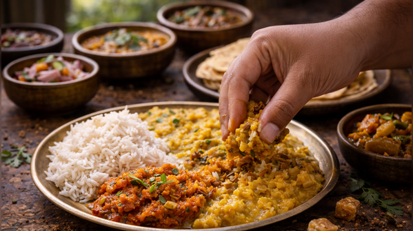 Eating with hands instead of cutlery